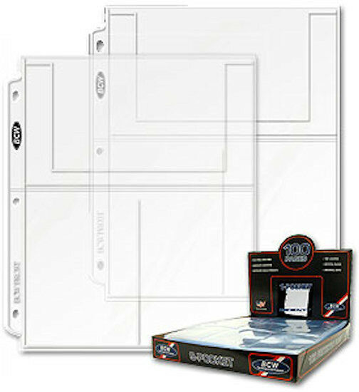 100 - 3 Pocket 4x6 Photo Postcard Page Sheet Protector BCW Pro3T - 3 ring binder