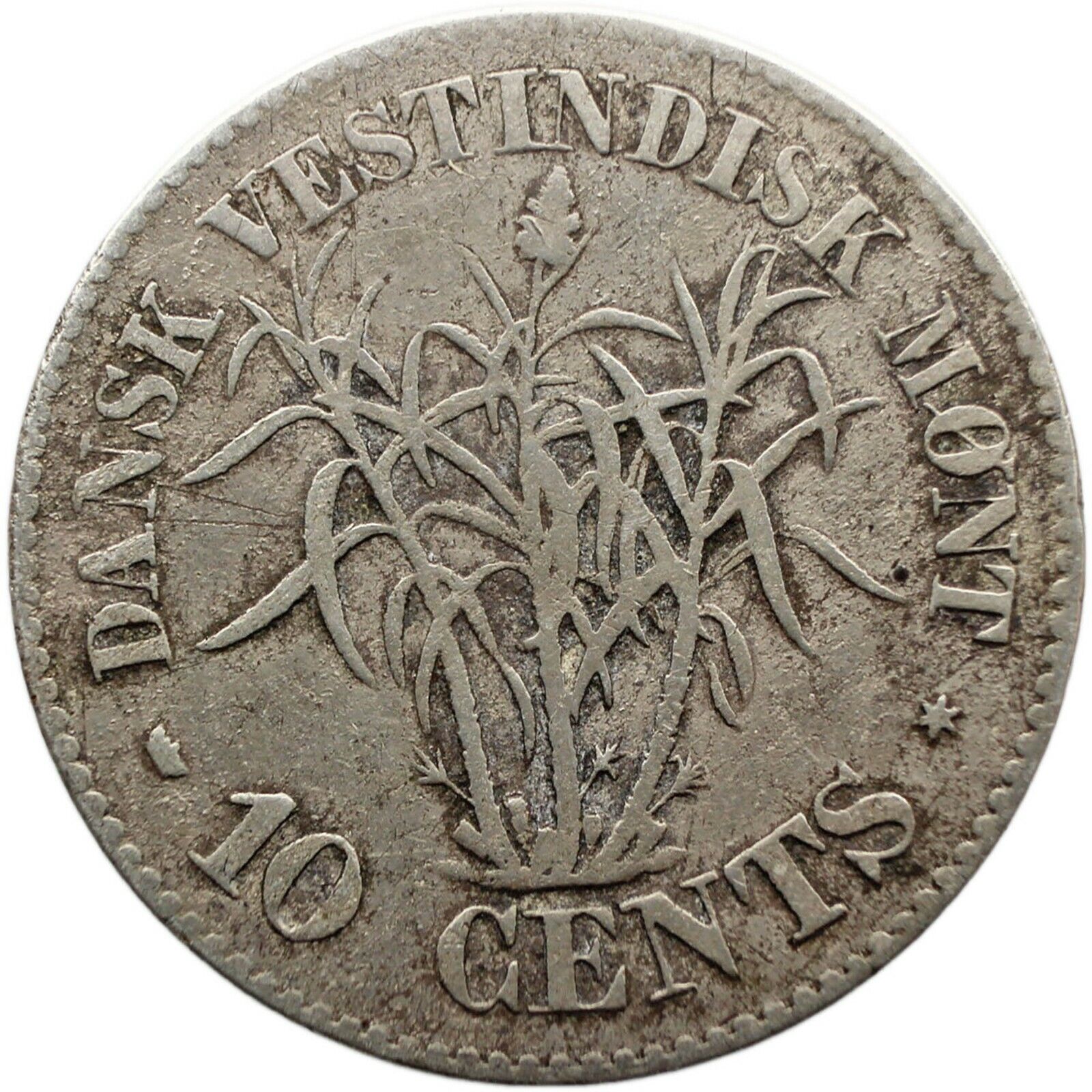 1862 10 Cents Danish West Indies Coin Frederik Vii Silver (mo2580-)