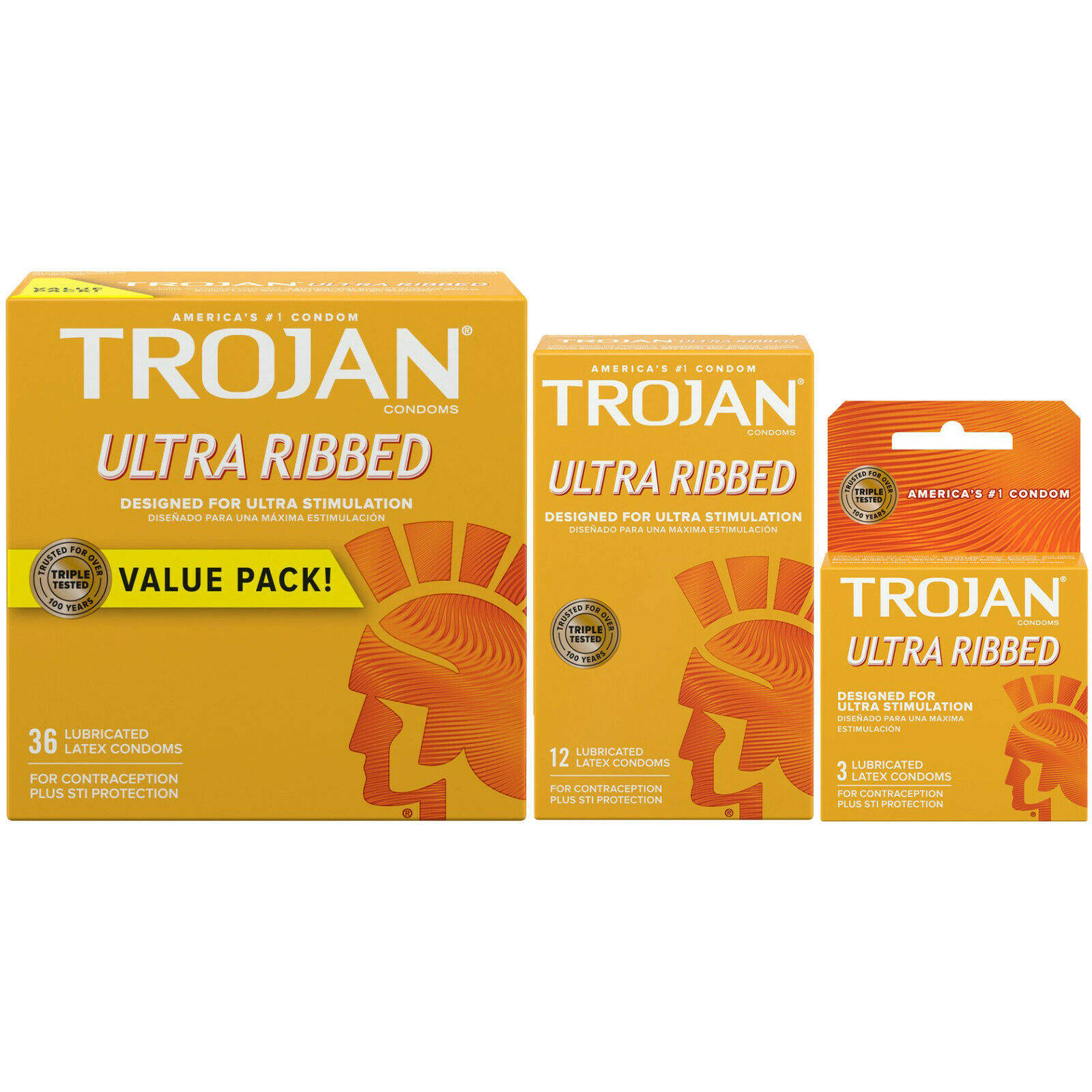 Trojan Ultra Ribbed Increased Stimulation Lubricated Condoms - Choose Quantity