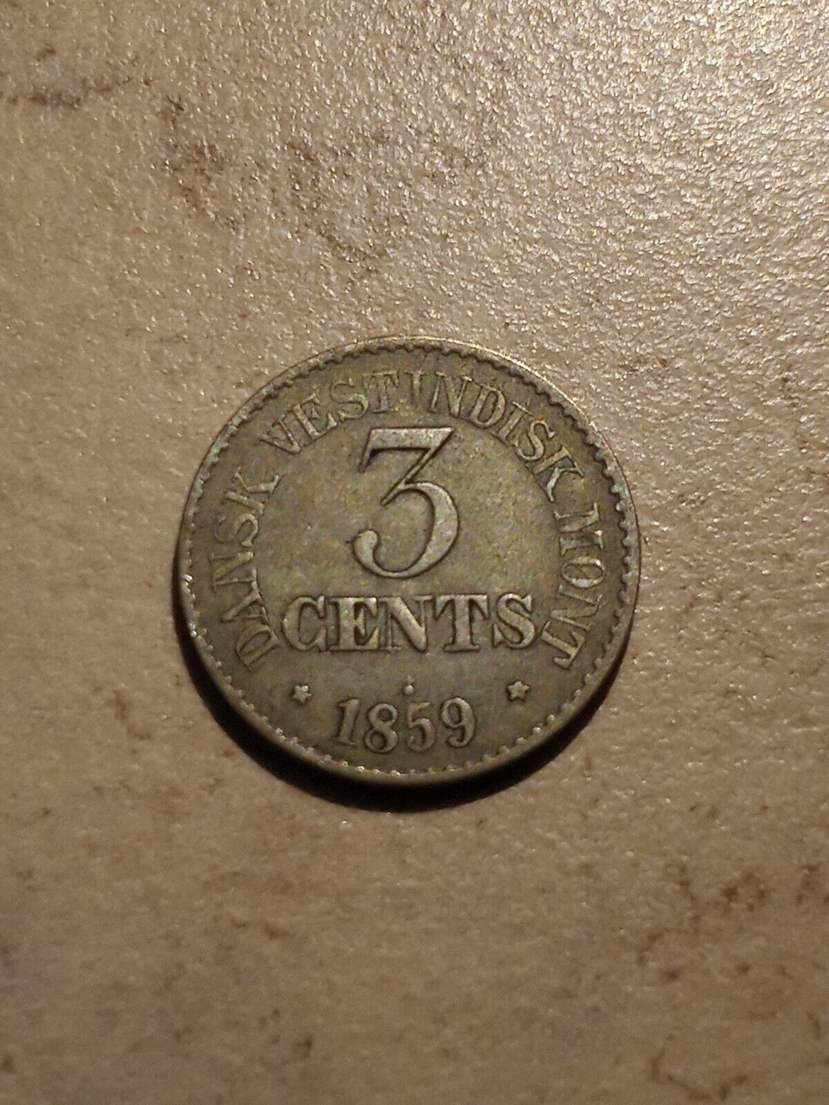 Danish West Indies 3 Cents 1859 Silver Coin Frederik Vii