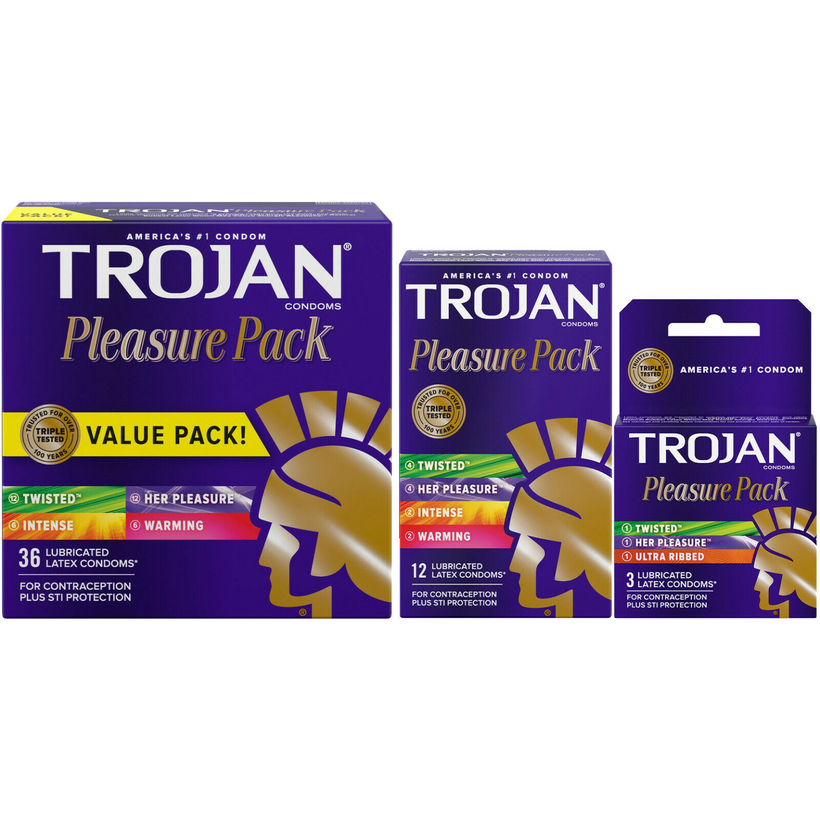 Trojan Pleasure Pack Variety Lubricated Condoms - Choose Quantity