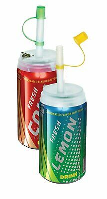 Jokari Soda Straws Pop Can Beverage Topper Caps 2 Lids - No Bugs! No Spills!