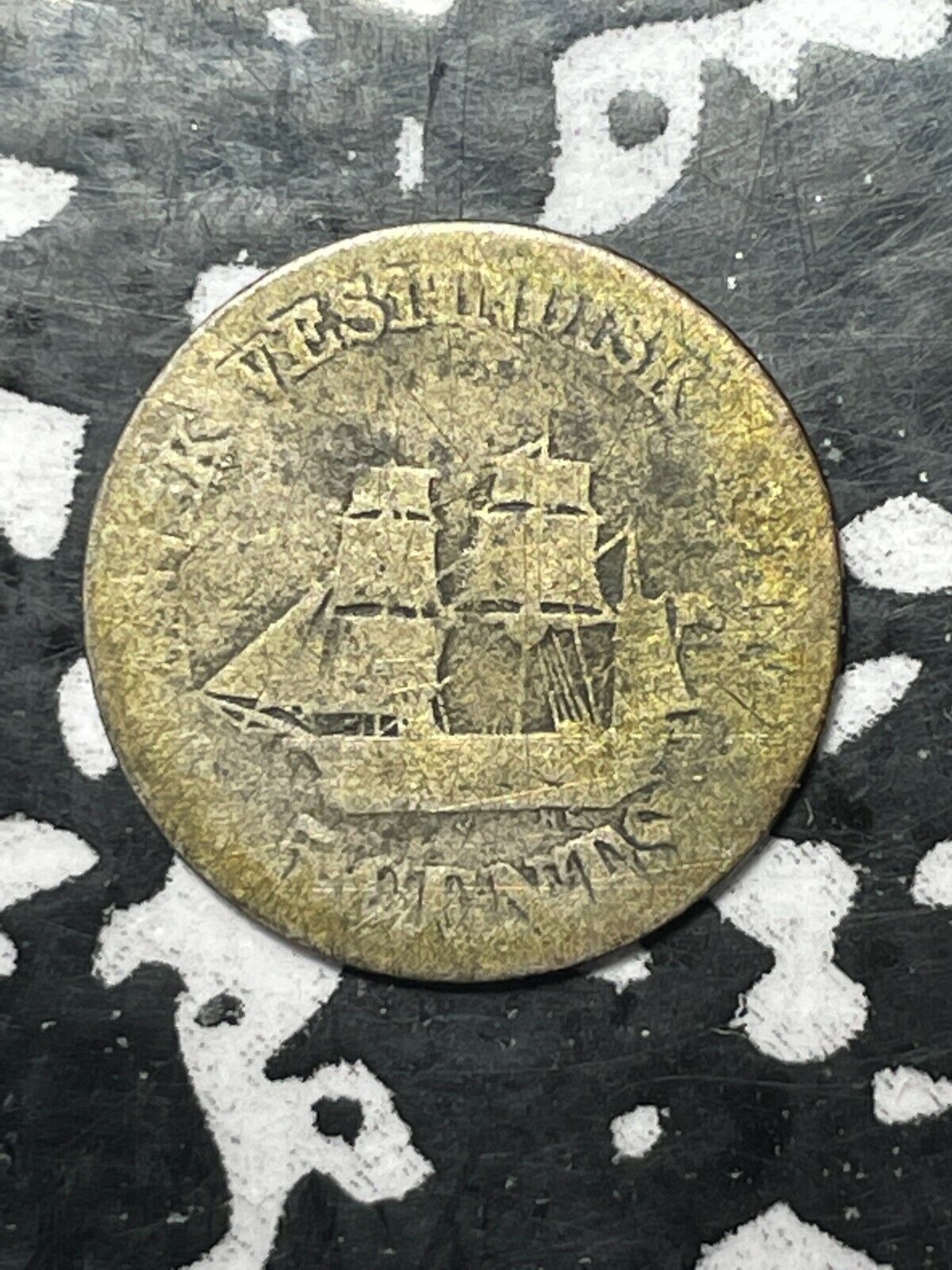 1859 Danish West Indies 5 Cents Lot#x9921 Silver!