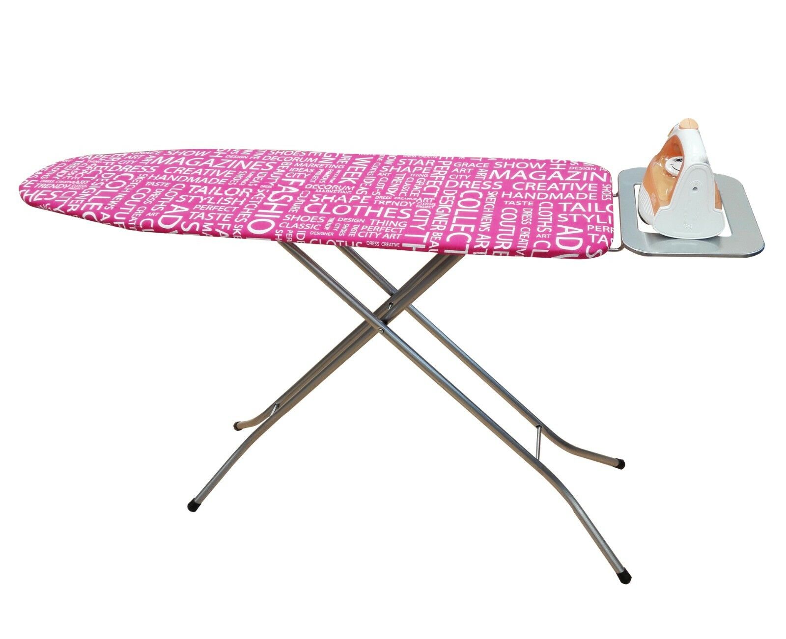 41 Inch Steel Ironing Board With Iron Rest, Made In Turkey, Pink